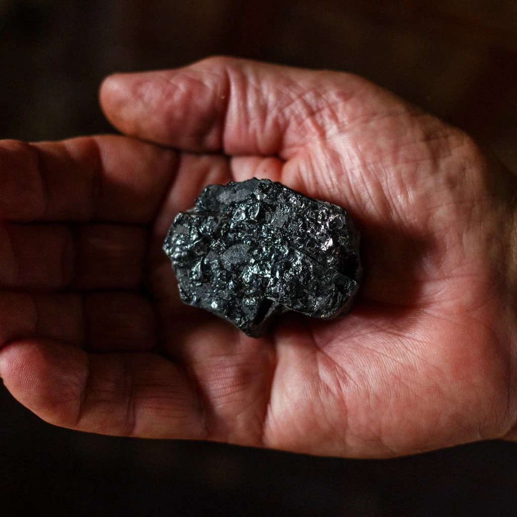 Portrait of a Belgian mineral and meteorite dealer at her Antwerp counter.